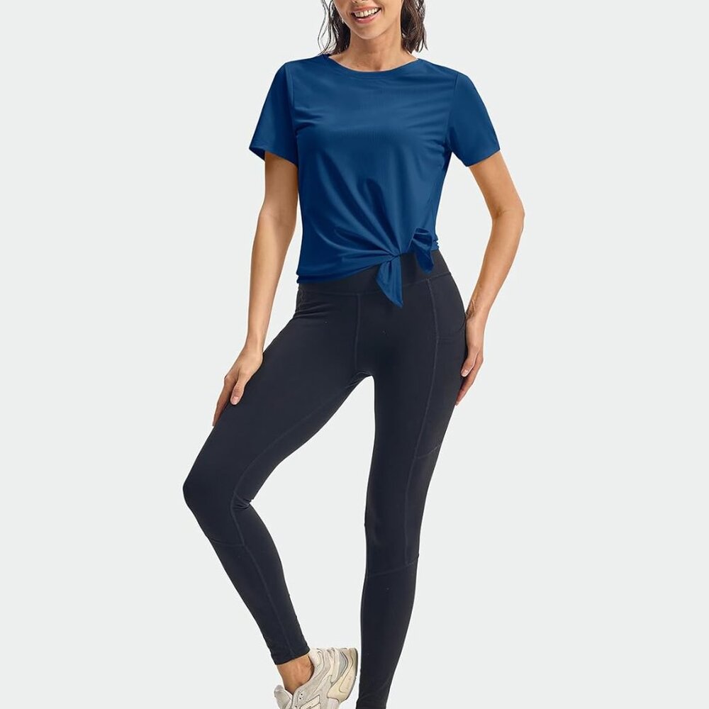 Women's Short Sleeve Workout Tops T-Shirts Breathable Quick Dry UPF 30+ Athletic - Picture 7 of 7